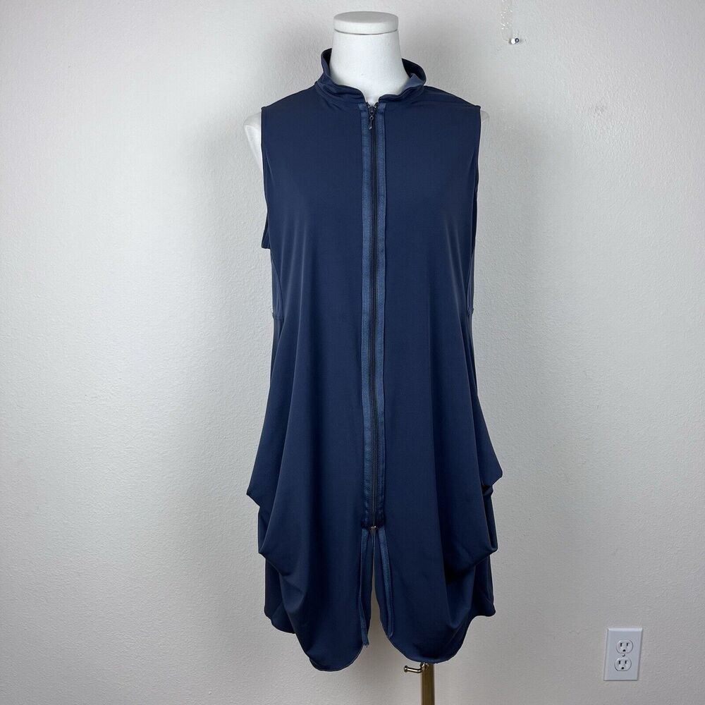 Matti Mamane Switch Tunic Vest Womens Four Zipper Lagenlook Artsy Boho Grey